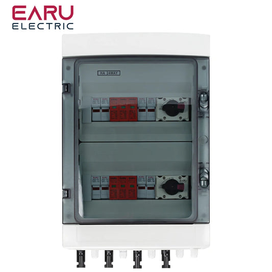 DC 1000V 4 Input 2 Output Solar Photovoltaic PV Combiner Box With Surge Lightning Protection DC Fuse MCB SPD Waterproof Box IP65