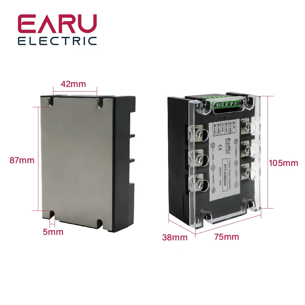 Three Phase AC Voltage Regulating Module Power Regulator Thyristor 380V Solid State Relay Dimming 25A-400A Potentiometer Control