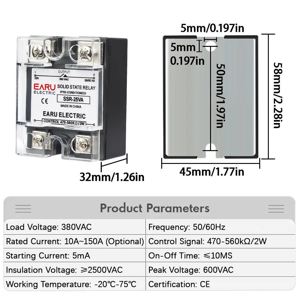 SSR-10VA 25VA 40VA Solid State Relay Voltage Regulator SSR 10-150A  AC 380V Output Potentiometer for PID Temperature Controller