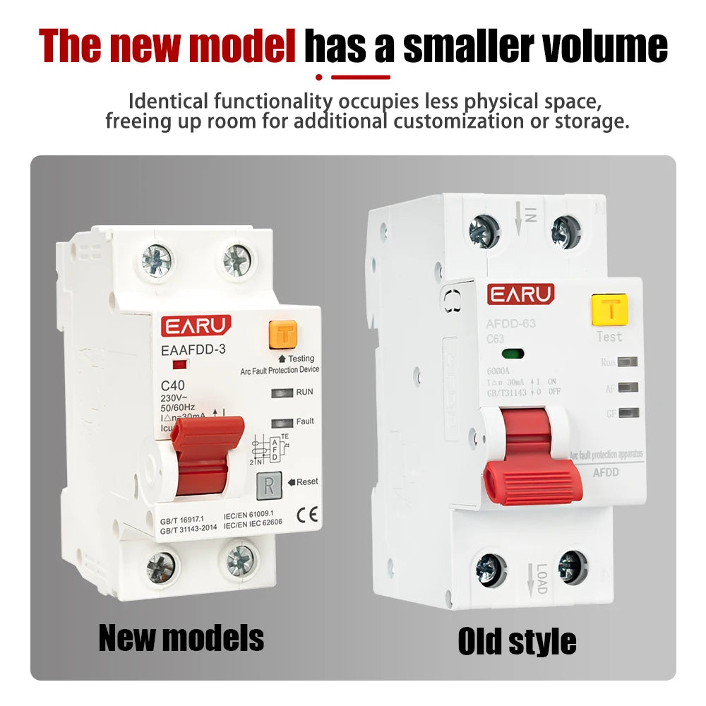 2P AC230V AFCI Arc Fault Protector Device RCBO MCB Circuit Breaker Interrupted Overload Earth Leakage Short Circuit Protection