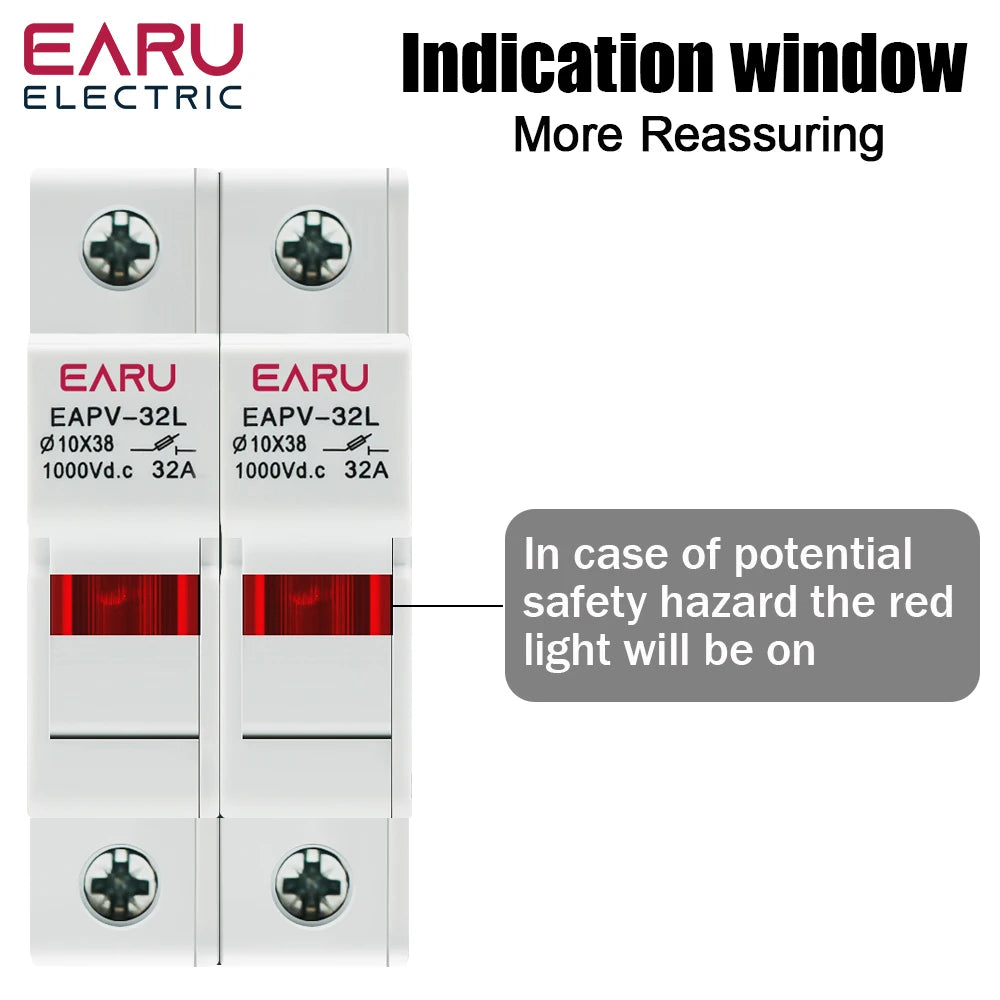 One Set 2P Parallel DC Fuse Holder 10*38mm High Voltage Solar PV 1000V 6A-32A Base Photovoltaic System Protection Protector gpV