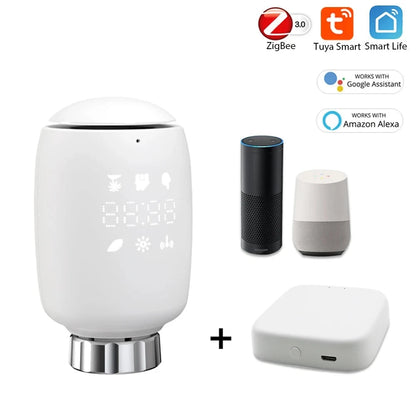 Tuya Smart ZigBee Radiator Actuator TRV Programmable Thermostatic Radiator Valve App Remote Temperature Controller Support Alexa