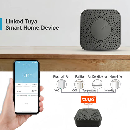 Tuya Zigbee WiFi Smart Air Box Sensor Formaldehyde VOC CO2 Temperature Humidity 6In1 Air Quality Inspection DB Alarm With Alexa