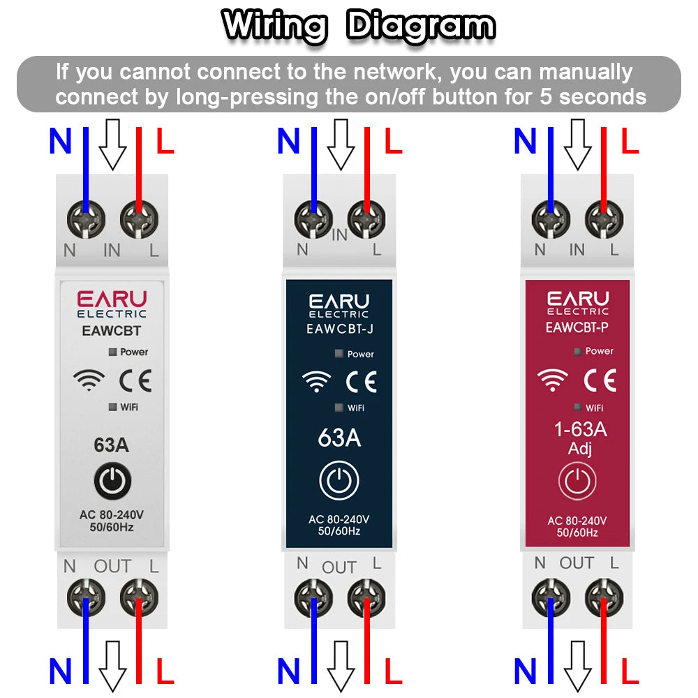 Tuya MCB WiFi Smart Circuit Breaker 1P+N 63A Timer Power Energy kWh Voltage Current Meter Protector Voice Remote Control Switch