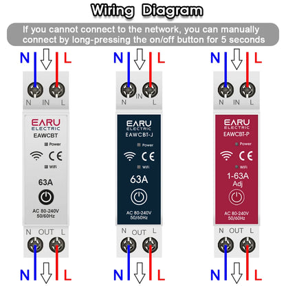 Tuya MCB WiFi Smart Circuit Breaker 1P+N 63A Timer Power Energy kWh Voltage Current Meter Protector Voice Remote Control Switch