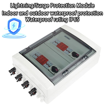DC 1000V 4 Input 2 Output Solar Photovoltaic PV Combiner Box With Surge Lightning Protection DC Fuse MCB SPD Waterproof Box IP65