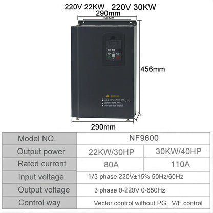 15KW/22KW/30KW 220V VFD Frequency Converter 1Phase Input Triphase 3 Phase Output Frequency Inverter Motor Speed Controller