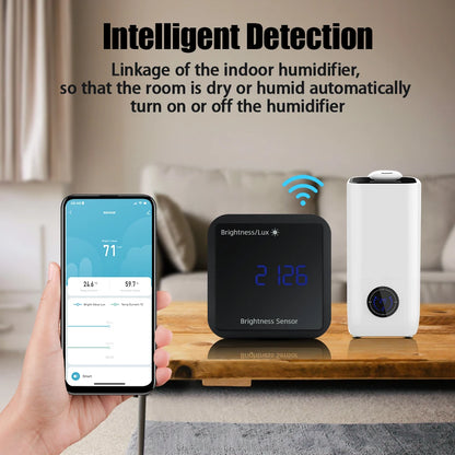 Tuya ZigBee WIFI Smart Detector Brightness Temperature And Humidity High Precision Detection With LED  Support APP Control Home