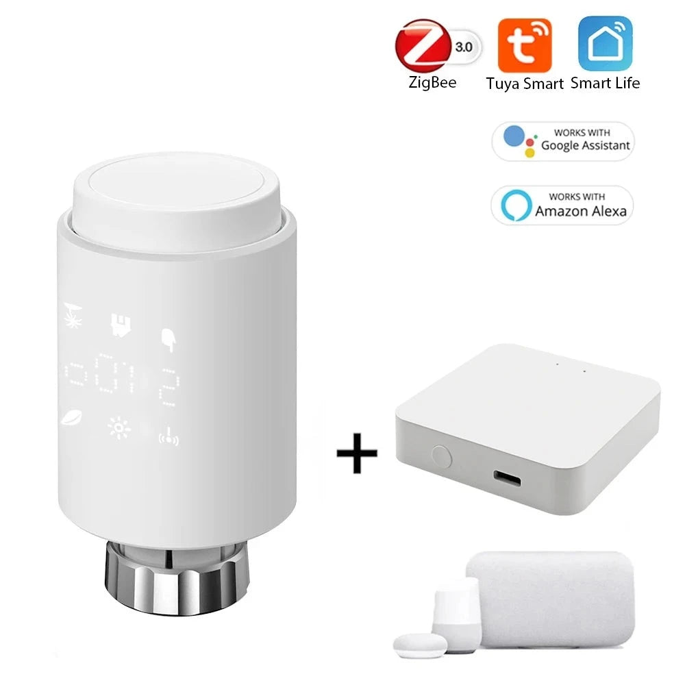 Tuya Smart ZigBee Radiator Actuator TRV Programmable Thermostatic Radiator Valve App Remote Temperature Controller Support Alexa