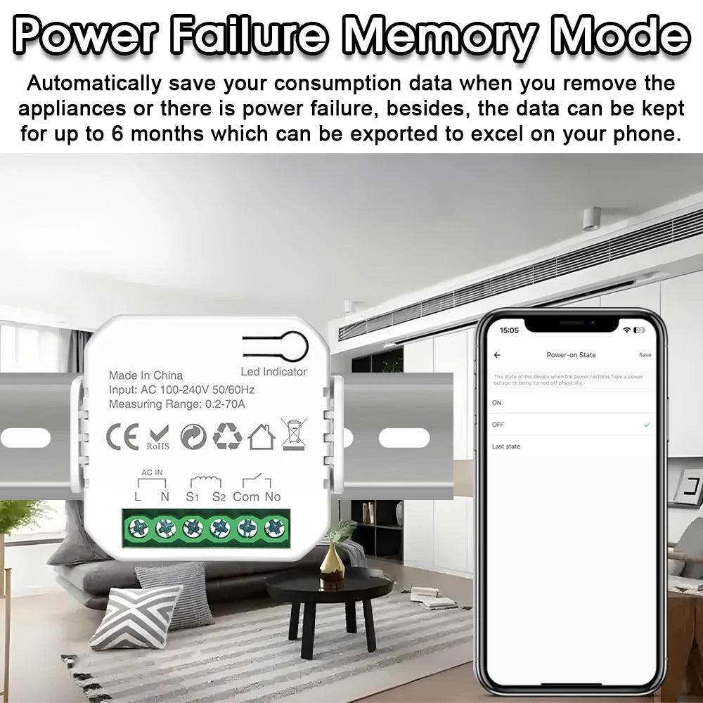 eWeLink Smart WiFi Power Energy Meter with CT Clamp AC 110V 220V Timer Relay Switch kWh Voltage Current Protector Remote Control