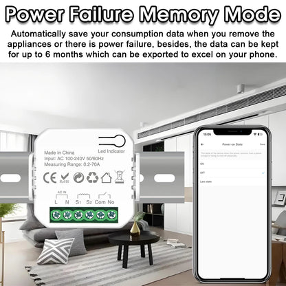 eWeLink Smart WiFi Power Energy Meter with CT Clamp AC 110V 220V Timer Relay Switch kWh Voltage Current Protector Remote Control