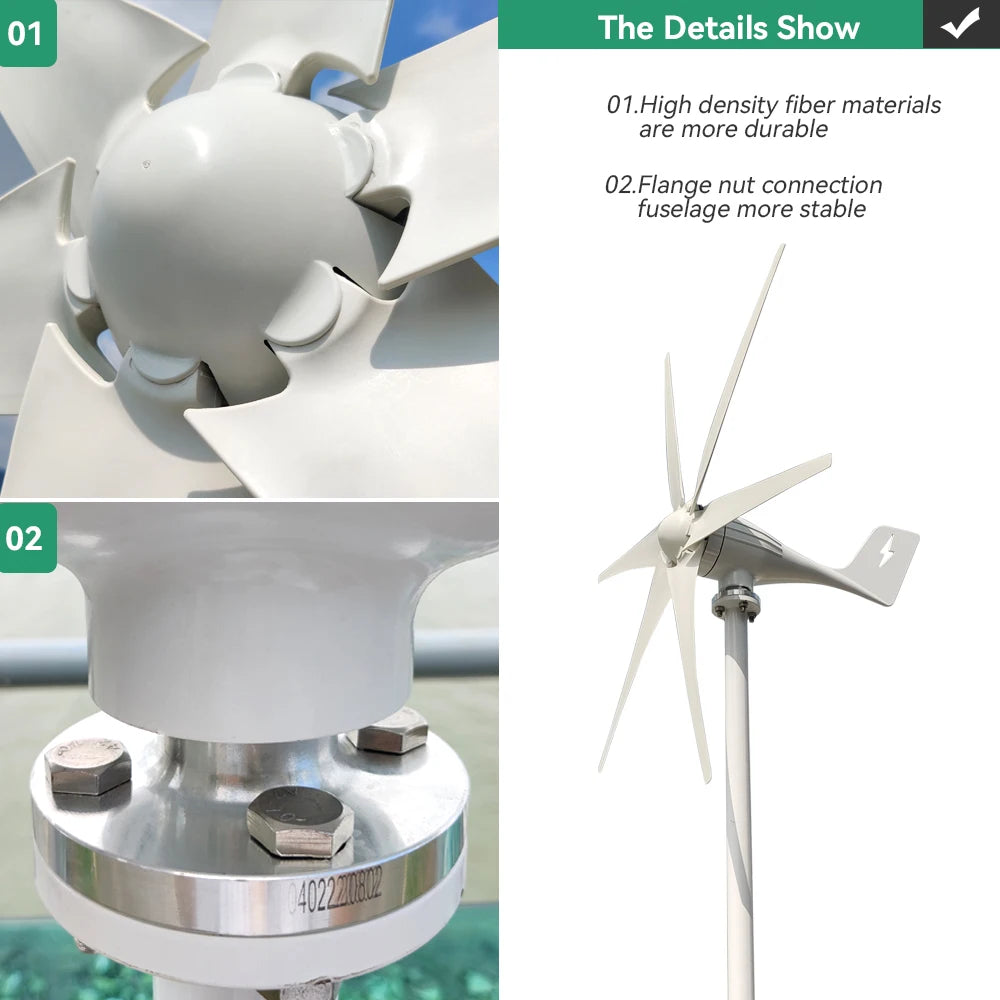 3kw Small Wind Mill Turbine Power Generator Complete Kit 12v 24v 48v 3 Blades Dynamo With MPPT Charge Controller RV Yacht Farm 54 Energy - Renewable Energy Store