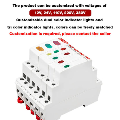 10/18mm Rail Indicator Light AC DC 220V 230V LED Dual Color Signal Light Tri Color Indicator Light 50/60Hz Light Red Green Blue