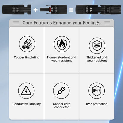 5 Pairs Connectors DC 1000V 30A Panel Branch PV Photovoltaic Wire/Board Terminal Box Inverter IP67 Waterproof and Spanner