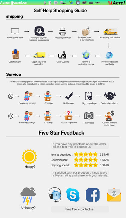 Acrel 1 Pcs IoT WIFI Wireless Smart Energy Meter 3 Phase MQTT RS485 Modbus-RTU with 3 Pcs Split Core 0-1000A Current Transformer