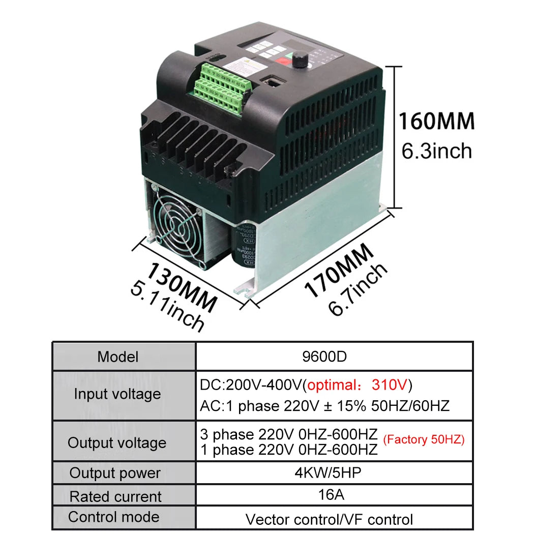 NFLIXIN 220V Solar Frequency inverter VFD - 0.75KW, 1.5KW, 2.2KW, Input DC 200V-400V, 3-Phase Output 220V