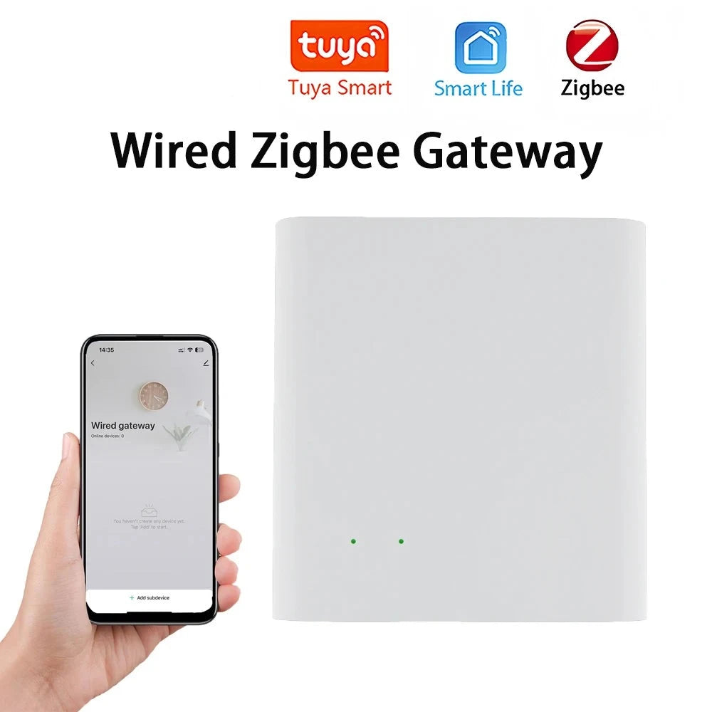 Tuya APP Wired Zigbee Bridge Smart Home Zigbee Gateway Hub Remote to Control Zigbee Devices Smart Life APP for Alexa Google Home