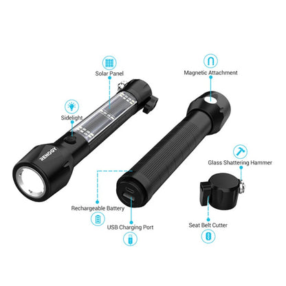 Multi-Functional Flashlight Rechargeable Battery Glass Magnetic