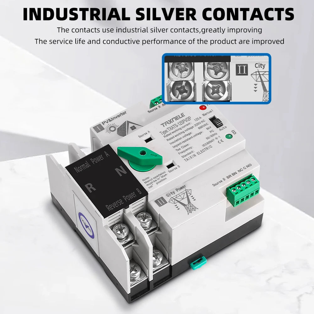 Dual Power Automatic Transfer Selector Switches Uninterrupted 63/ 100/ 125A photovoltaics solar