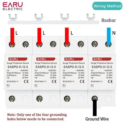 T1 Power Surge Protective Device SPD Arrester Low Voltage House 2P 3P 4P Surge Voltage Protection AC 420V 12.5KA 15KA 25KA