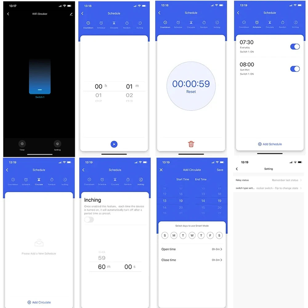 Tuya App 16A 2 Way DIY Mini WiFi Smart Switch Breaker Module Timer Relay Voice Wireless Remote Control for Alexa Google Home