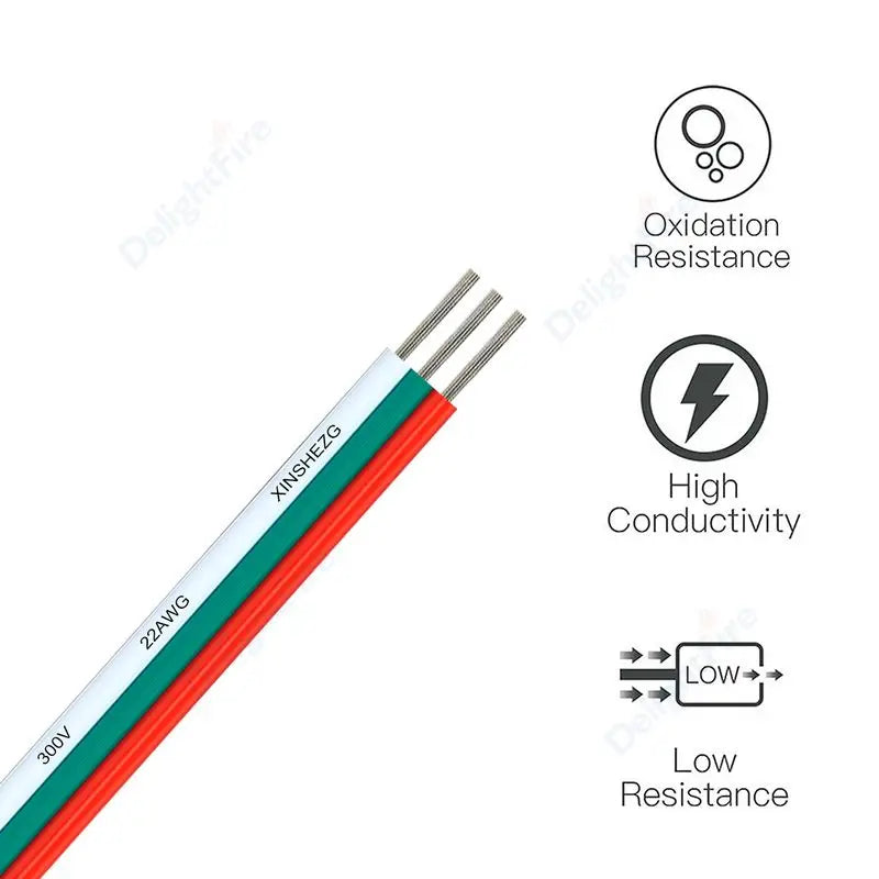 3Pin Electronic Tinned Copper Cable 18 20 22 AWG 12V Wire for WS2811 WS2812B LED Strip Lights by 54 Energy - Renewable Energy Store