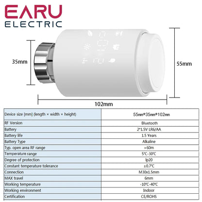 Tuya Smart Bluetooth Radiator Actuator TRV Programmable Thermostat Radiator Valve Remote Temperature Controller Support Alexa