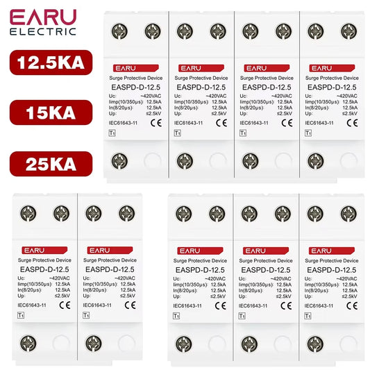 T1 Power Surge Protective Device SPD Arrester Low Voltage House 2P 3P 4P Surge Voltage Protection AC 420V 12.5KA 15KA 25KA