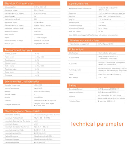 Tuya WiFi ZigBee Smart Energy Meter AC 110V 220V 80A Bidirectional measurement Single Phase Power Consumption Monitor kWh Meter