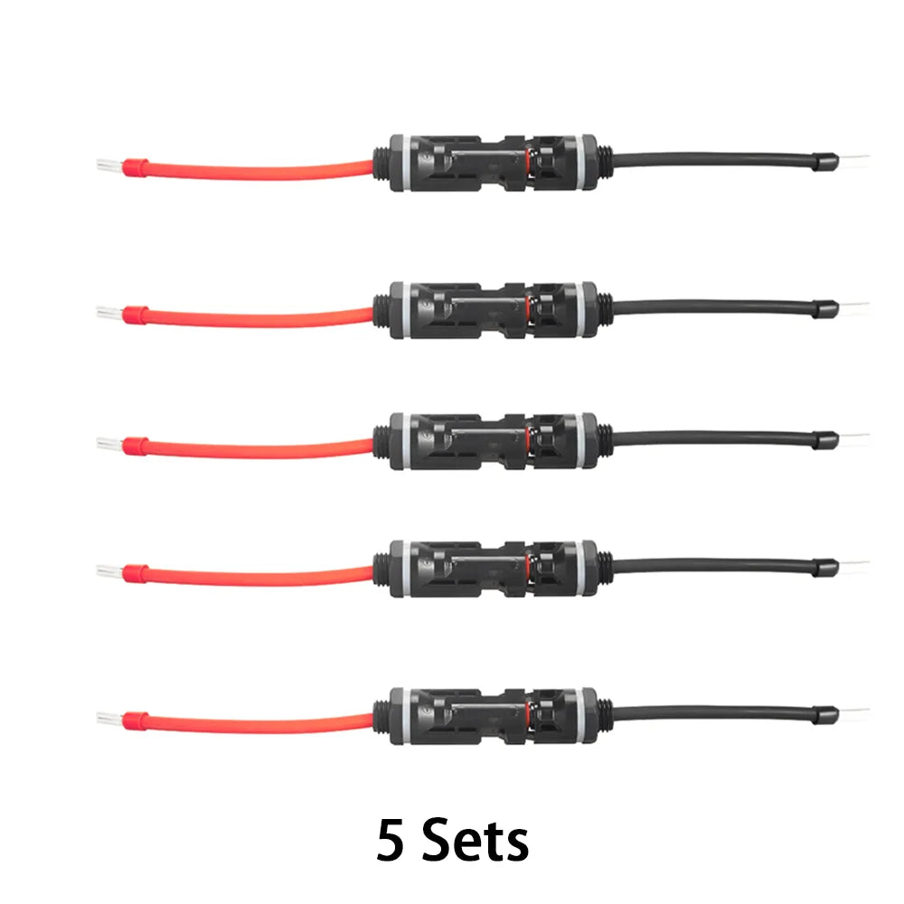 5 SETS Waterproof IP67 PV Photovoltaic Solar Connectors Male Female with 2.5mm² 14AWG Cable Wire E6012 Terminal for Combiner Box