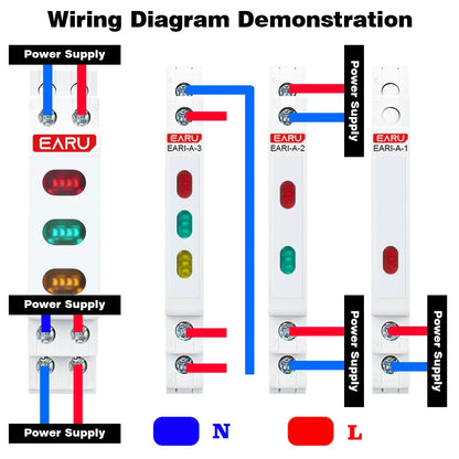 10/18mm Rail Indicator Light AC DC 220V 230V LED Dual Color Signal Light Tri Color Indicator Light 50/60Hz Light Red Green Blue