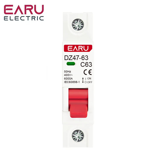 1P AC 230/400V MCB DZ47 Type C Circuit Breaker Overload Protection Short Circuit Protection Small Household Main Switch Din Rail