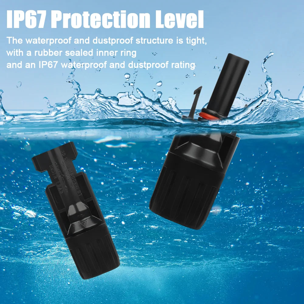 5 Pairs Connectors DC 1000V 30A Panel Branch PV Photovoltaic Wire/Board Terminal Box Inverter IP67 Waterproof and Spanner