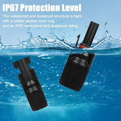 5 Pairs Connectors DC 1000V 30A Panel Branch PV Photovoltaic Wire/Board Terminal Box Inverter IP67 Waterproof and Spanner