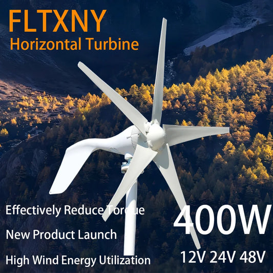 Free Energy China Factory 5 Blades Windmills Wind Turbine Generator 400W 12V 24V 48V With Mppt Charge Controller For Home Use