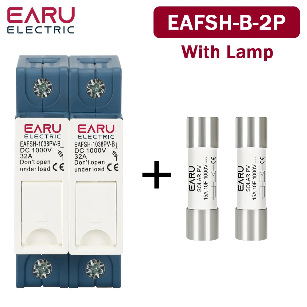 One Set 2P DC Fuse Holder 10*38mm High Voltage Solar PV 1000V 6A-32A Base Photovoltaic System Protection Protector gpV Parallel