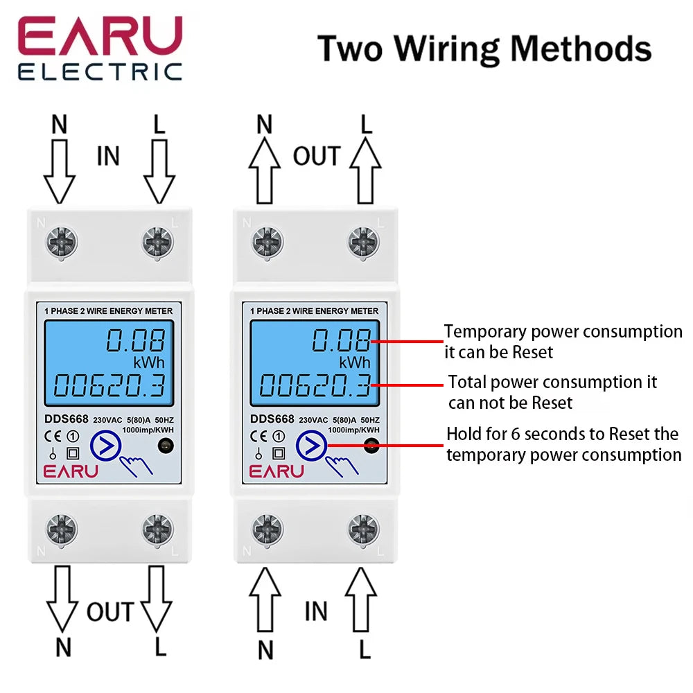 Ac 230V 110V 50/60Hz Digital Single Phase Reset Zero... – 54 Energy ...