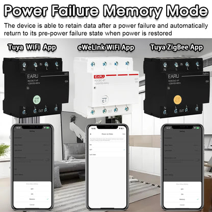 Tuya eWeLink WiFi ZigBee Smart Circuit Breaker MCB 3P+N Timer Relay Switch Voice Remote Control for Alexa Google Home Assistant