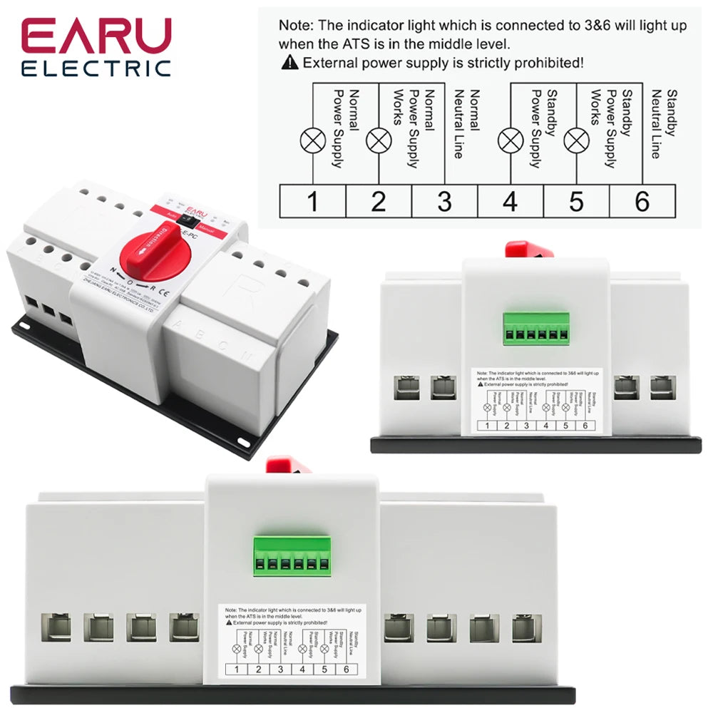 2P 4P 63A 125A ATS PV Dual Power Automatic Transfer Switch AC220V 400V 50/60Hz Type MCB Auto Manual Sal Switches Circuit Breaker