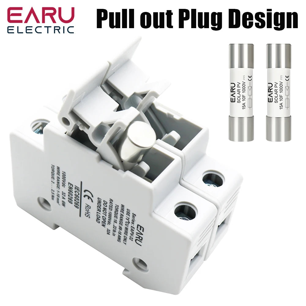One Set 2P Parallel DC Fuse Holder 10*38mm High Voltage Solar PV 1000V 6A-32A Base Photovoltaic System Protection Protector gpV