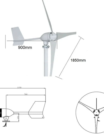 10KW 12V 24V 48V Wind Turbine Power Generator Gasoline Portable Generator For Home With MPPT Controller Pure Sine Wave Inverter