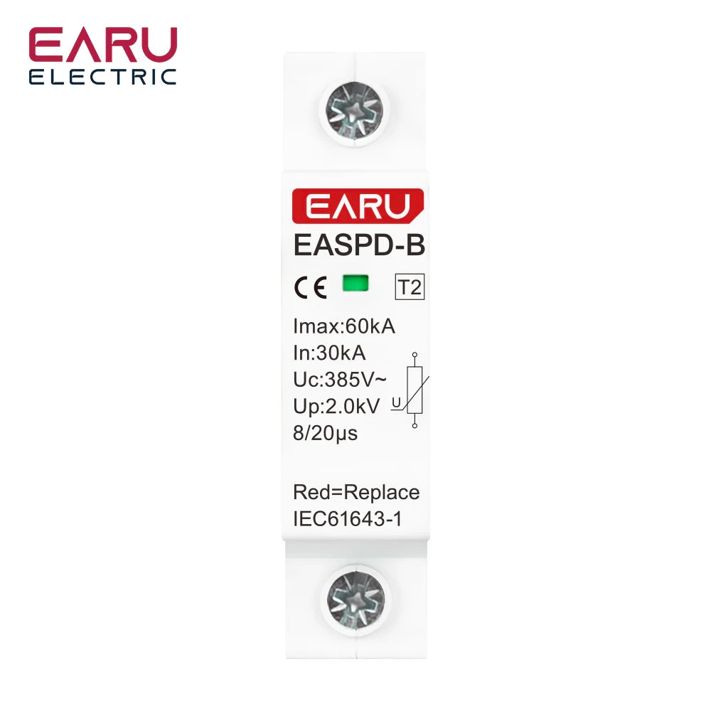 SPD AC 385V 1P 2P 3P 4P 20KA 30KA 40KA 60KA House Lightning Surge Protector Protective Solar PV Low-Voltage Arrester Device