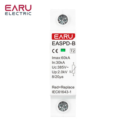 SPD AC 385V 1P 2P 3P 4P 20KA 30KA 40KA 60KA House Lightning Surge Protector Protective Solar PV Low-Voltage Arrester Device