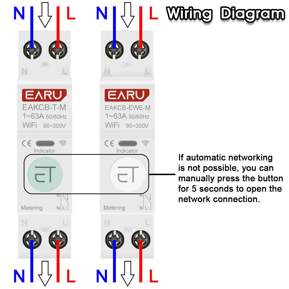 Tuya eWeLink WiFi Smart Circuit Breaker MCB 1P+N 63A Time Relay Switch Energy Meter kWh Voltage Current Protector Remote Control