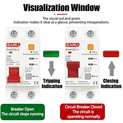 2P AC230V AFCI Arc Fault Protector Device RCBO MCB Circuit Breaker Interrupted Overload Earth Leakage Short Circuit Protection