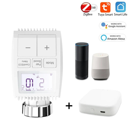 Tuya Smart ZigBee Radiator Actuator TRV Programmable Thermostatic Radiator Valve App Remote Temperature Controller Support Alexa