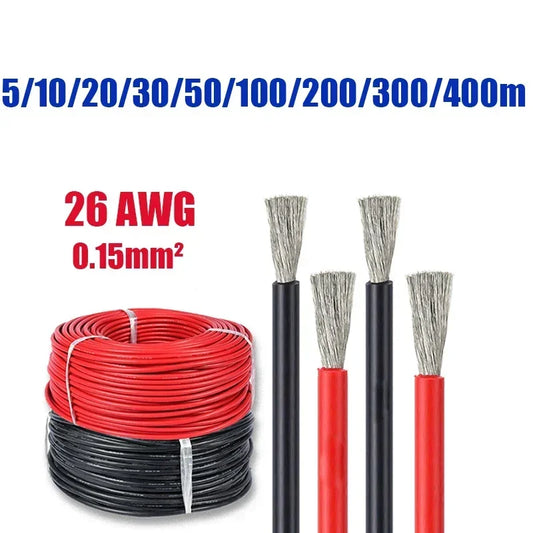 26AWG Silicone Wire 50M 100M Heat Resistant Red Black Wires by 54 Energy - Renewable Energy Store