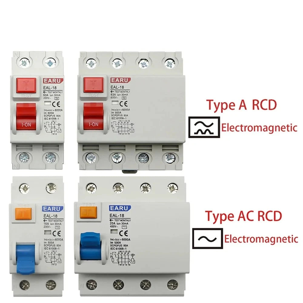 2P 4P 10/30/100/300mA Type A RCCB RCD ELCB Electromagnetic Residual Current Circuit Breaker Differential Breaker Safety Switch