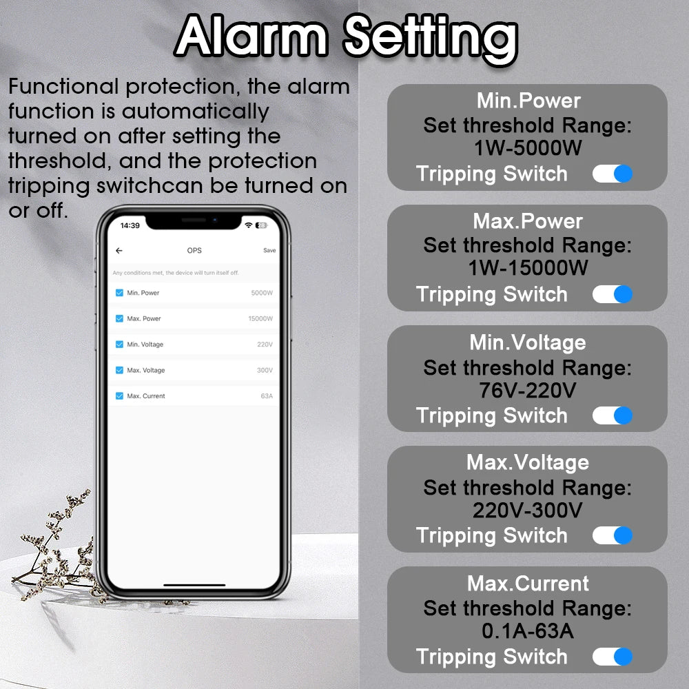 eWeLink WiFi Smart Circuit Breaker 1P+N 63A MCB Timer Relay Switch Energy Metering kWh Voltage Current Protector Remote Control