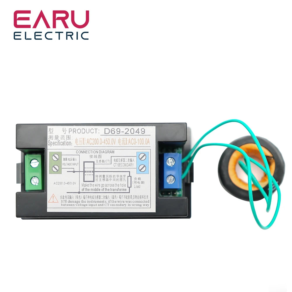 D69-2049 Digital Multimeter 100A AC 40-300V Electric Power Energy Voltmeter Ammeter Analyser Watt Volt kWh 220V LCD